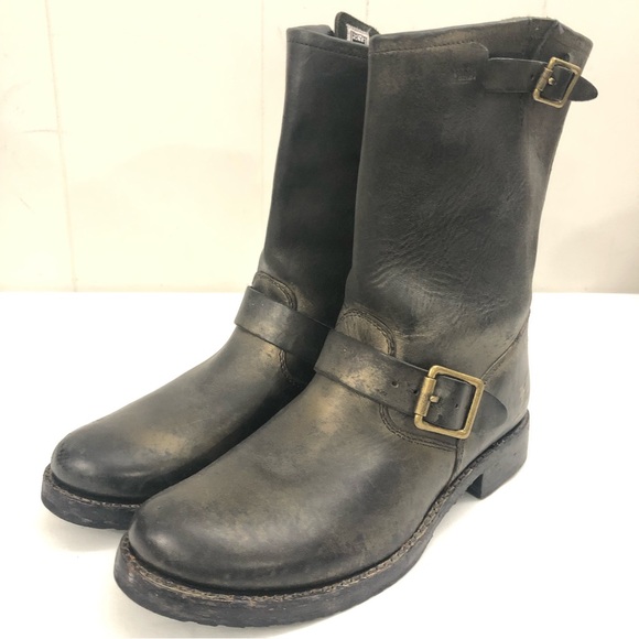 FRYE/COACH Sz 9 Antique Finish Leather Engineer Boots - Picture 12 of 16